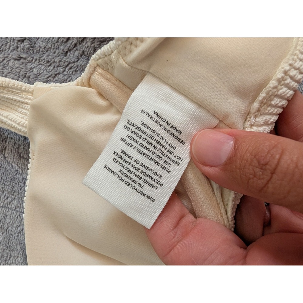 Peony Essential Crop Bikini Top Vintage Cream Textured Rib Underwire Small NEW - Picture 12 of 12